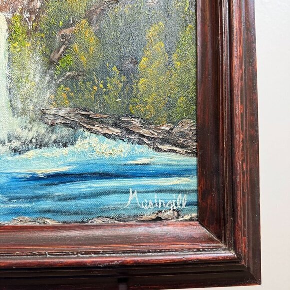 Vintage Multnomah Falls Painting 3D Acrylic Art by Masingill Original 19" x 23" - Picture 12 of 16